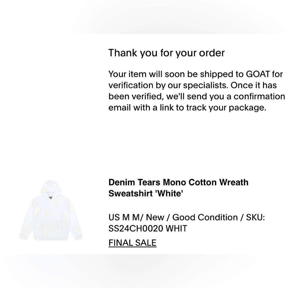 AUTHENTIC Denim Tears white on white hoodie Medium - Picture 5 of 8